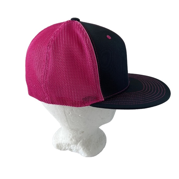 Pacific Headwear D Series 405 Trucker Hat Small - Medium Flexfit Pink Grey - Picture 2 of 6